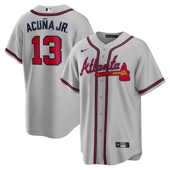 mens nike ronald acuna jr gray atlanta braves road replica p